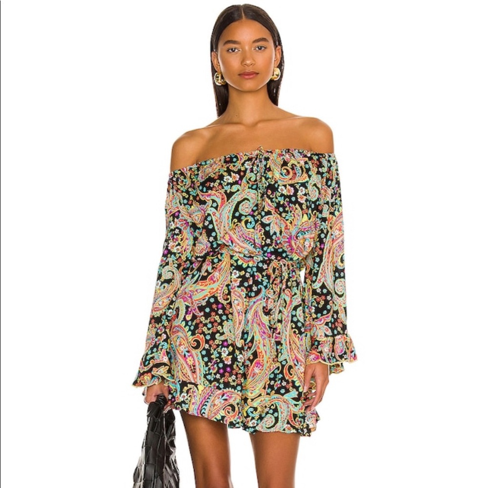 Luli Fama Gypsy Off the Shoulder Ruffle Dress: EUC